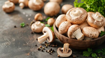 An advertisement of fresh Mushroom, that look delicious and nutritious, with space for text.	