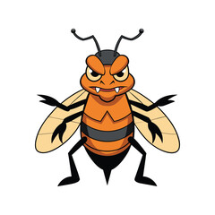 bee and honey, Bee angry face cartoon cute Vector illustration, isolated, white background.