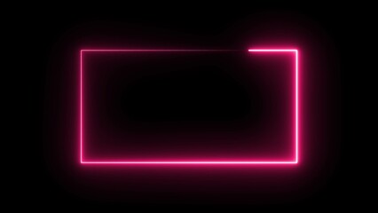Glowing neon rectangle border frame illustration on black background.