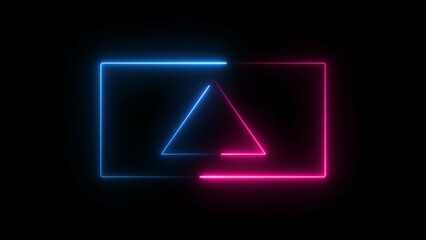 Glowing neon rectangle border frame illustration on black background.