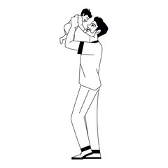 Vector Father Litf Up Little a Baby Cartoon Illustration Isolated