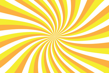 Spiral background with rays, yellow and white swirling abstract background.