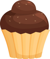 Chocolate cupcake with sprinkles on top, perfect for illustrations about desserts, bakeries, and sweet treats
