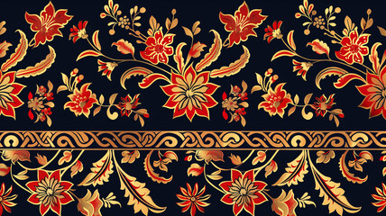 A floral patterned design with gold accents