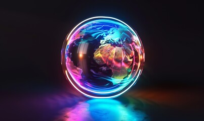 Bright and colorful illustration of the Earth symbolizing global connectivity, digital innovation, and creative technological representation