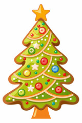 Beautiful brightly colored Christmas gingerbread Christmas tree vector illustration