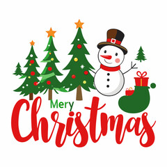 Christmas greeting card with snowman vector 