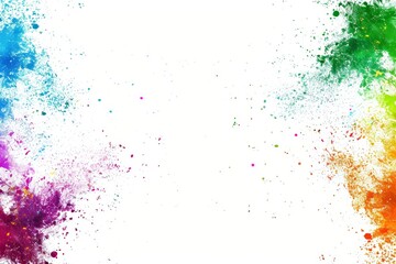 Fototapeta premium Colorful rainbow holi paint color powder explosion isolated on white background with border