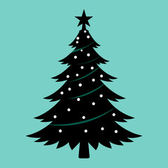  Silhouette of the Christmas tree vector illustration