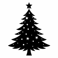  Silhouette of the Christmas tree vector illustration