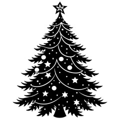  Silhouette of the Christmas tree vector illustration