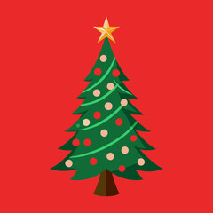 Green Christmas tree vector illustration
