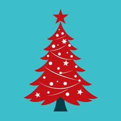Red christmas tree vector illustration 