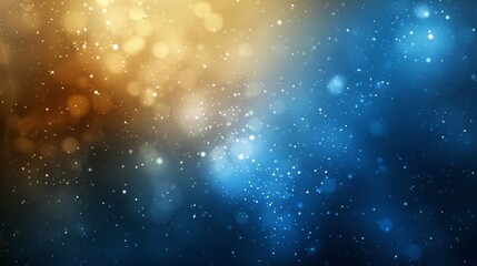 Abstract Gradient Background with Gold and Blue Bokeh