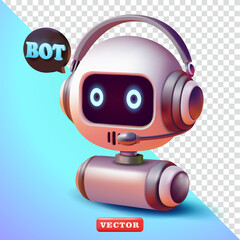 Chat bot robot, 3d vector. Suitable for technology and design elements