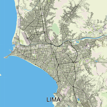Lima, Peru map poster art