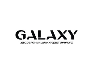 Galaxy font for logo and headline. Isolated vector typeset
