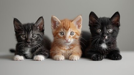 Curious puppies and kittens peeking from blank banner on white background for veterinary clinic ad