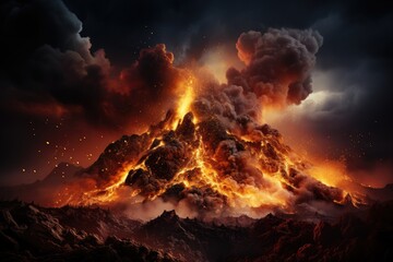 Volcanic Eruption Burning washing in amazing show., generative IA