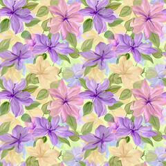 Floral variety color, form natural, seamless fabric pattern.