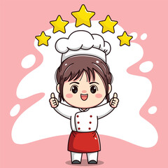 Cute chef girl kawaii character