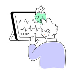 Get a doodle mini illustration of ecg monitor 