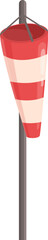 Red and white striped windsock hanging on a pole indicating wind direction
