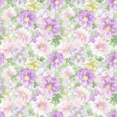 Floral variety color, form natural, seamless fabric pattern.