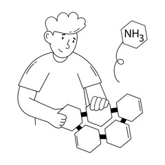 Download doodle mini illustration of molecular structure 