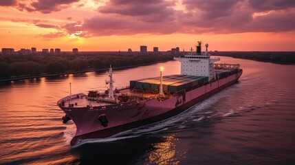 Obraz premium Specialized vessel for transporting liquefied natural gas and hydrocarbon gas in storage tanks