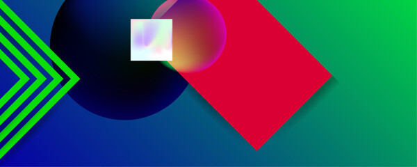 Futuristic background with Holographic Surrealism New Abstract 3D fluid creative banner, trendy bright neon colors with dynamic lines