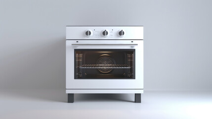 Fototapeta premium A modern minimalist design of a white kitchen oven, perfectly isolated against a grey background.