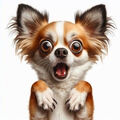 Surprised funny Chihuahua dog with a humorous expression Isolated on white background