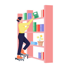 Modern flat illustration of arranging books © Prosymbols