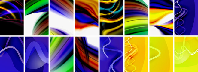 Collection of abstract background with waves, colorful shapes and 3d shadow effect. Vector Illustration For Wallpaper, Banner, Background, Card, Book Illustration, landing page