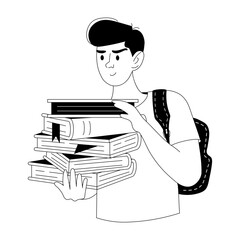 Download glyph illustration of a student holding books 