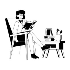 Download this glyph illustration of a reading woman 