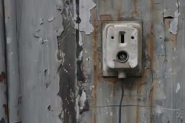 Weathered Electrical Outlet on Distressed Wall