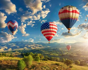 Obraz premium Soaring Over Summer: Hot Air Balloons at Sunset