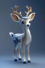  3D icon of a deer with antlers
