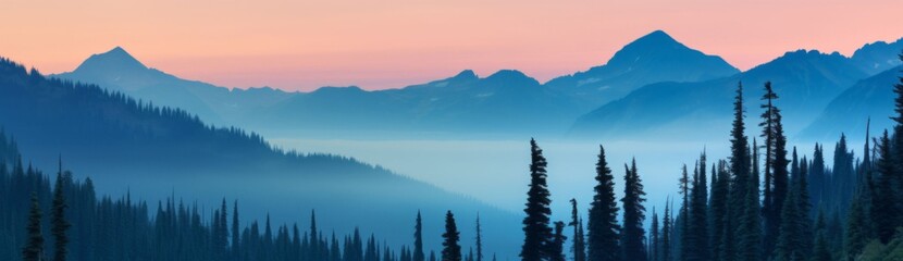 Blue hour after sunset over the Cascade mountains