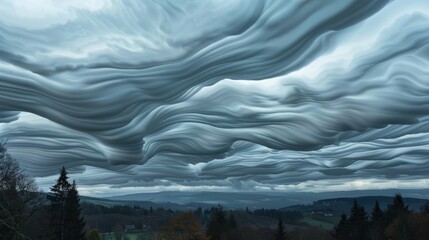 A rare phenomenon the Asperitas clouds create an otherworldly atmosphere with their unique undulating formations.