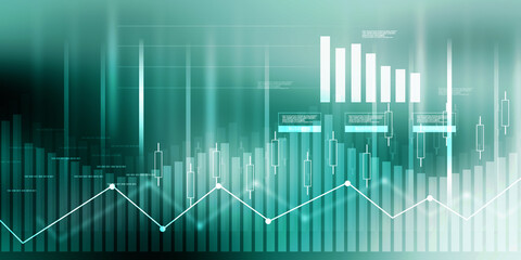 2d illustration Stock market online business concept. business Graph 