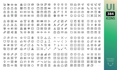 UI icons kit for website, app and ecommerce project. Minimal style line icons with editable stroke