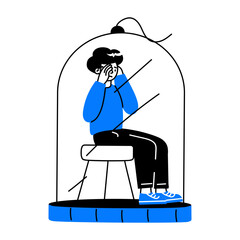 Character based doodle mini illustration of dark place 