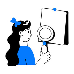 An editable doodle mini illustration of research 