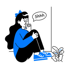 Premium hand drawn mini illustration of silence 