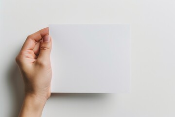 Fototapeta premium Blank paper mockup on hand created with generative AI