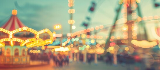 Vintage Background Image of a Theme Park During Daytime with Abstract Blur and Bokeh