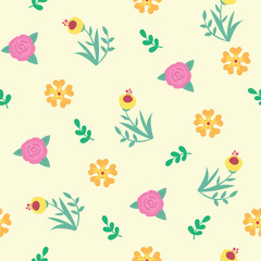 Fototapeta premium Seamless flower pattern design vector. Floral print for fabric.